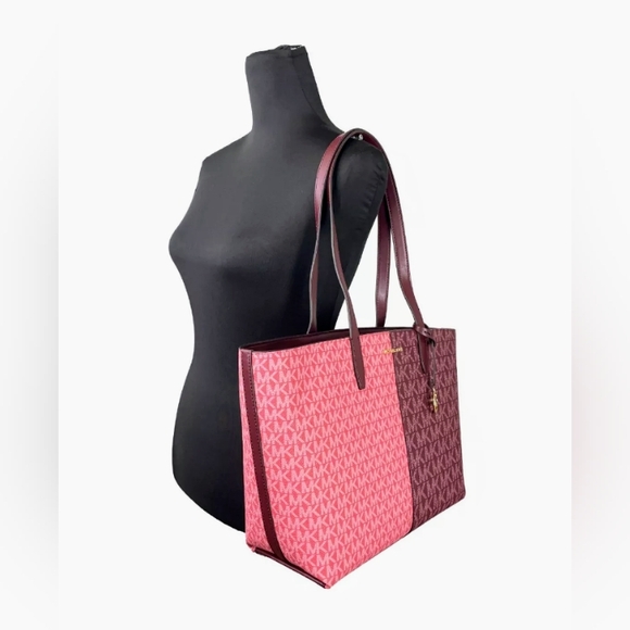 NEW Michael Kors Jet Set Travel Tote Oxblood Multi - Picture 4 of 9